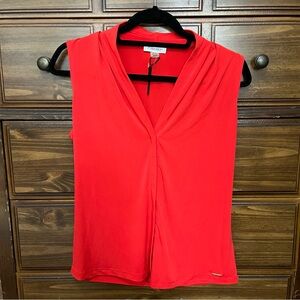 Calvin Klein Vibrant Red Sleeveless Blouse